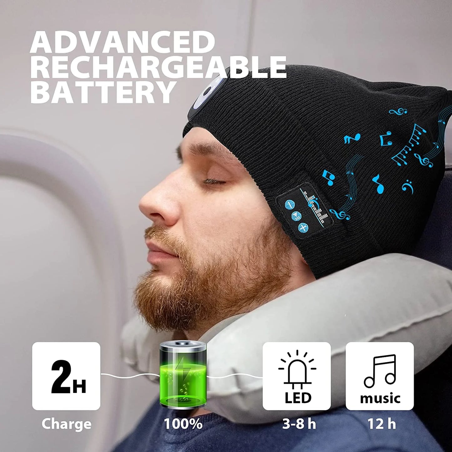 Bluetooth LED Beanie – 2-in-1 Winter Hat for Men & Women