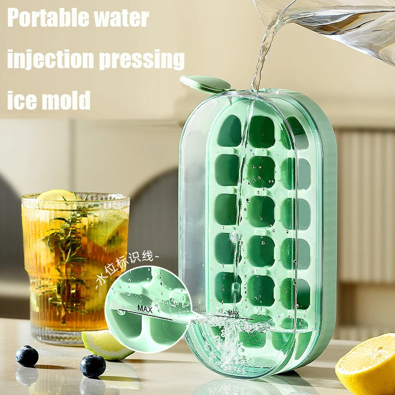 Portable Silicone Press Type Ice Cube Tray – 8-Grid, DIY Water Injection