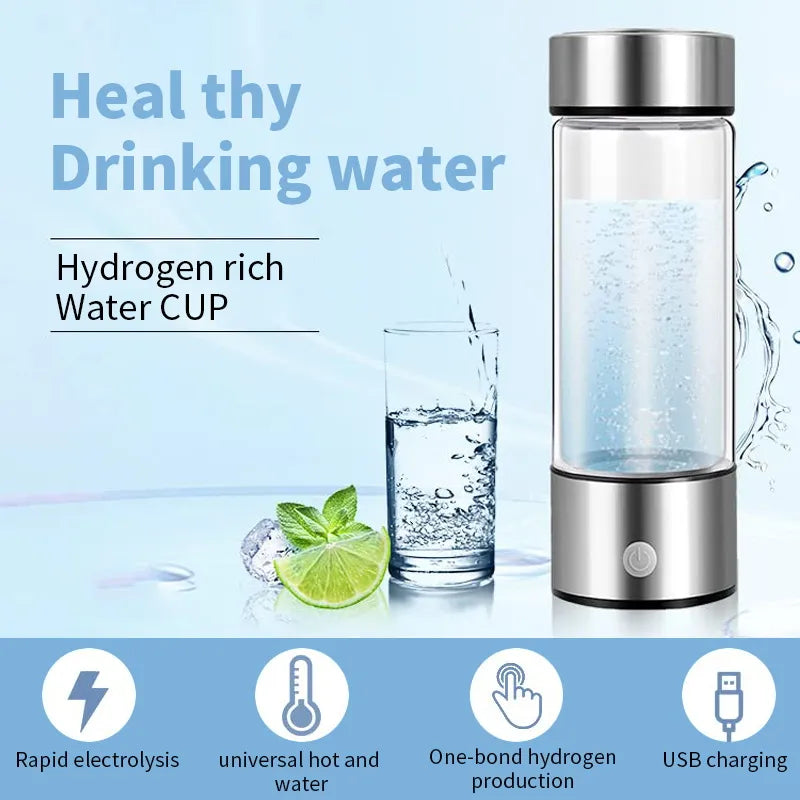 Portable Hydrogen Water Bottle – 420ml, Titanium Filter, Antioxidant Generator