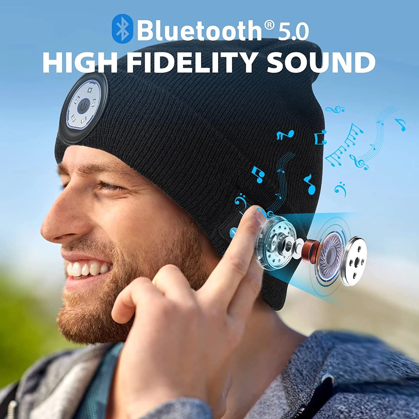 Bluetooth LED Beanie – 2-in-1 Winter Hat for Men & Women