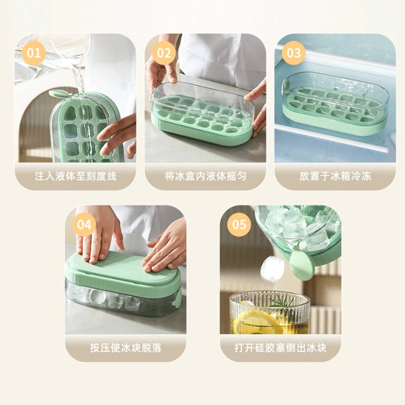 Portable Silicone Press Type Ice Cube Tray – 8-Grid, DIY Water Injection