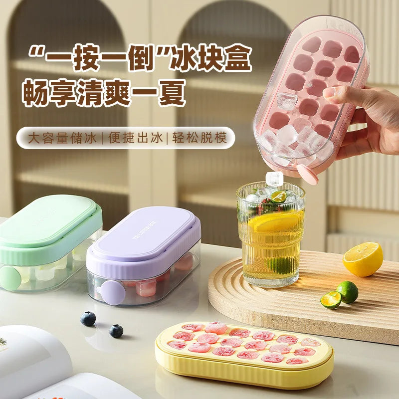 Portable Silicone Press Type Ice Cube Tray – 8-Grid, DIY Water Injection