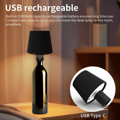 LED Wine Bottle Touch Lamp – Adjustable Brightness, Vintage Style